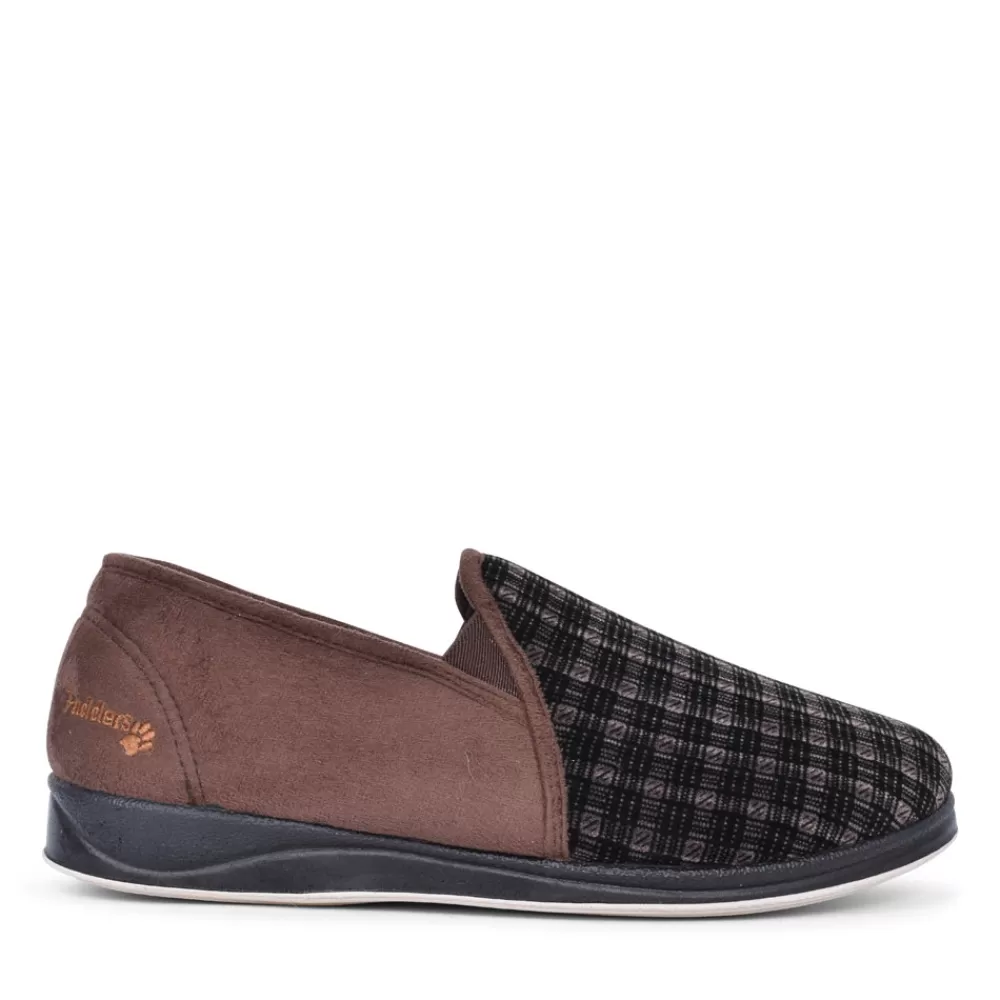 Mens PADDERS Albert Checked Slipper For Men In Brown