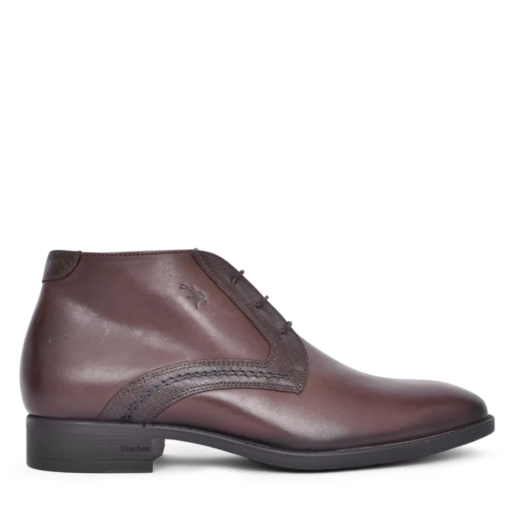 Mens FLUCHOS F1054 Luke Laced Boot In Dark Brown