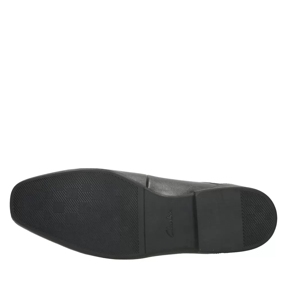 Mens CLARKS Glement Lace Leather Shoe In Blk Leather