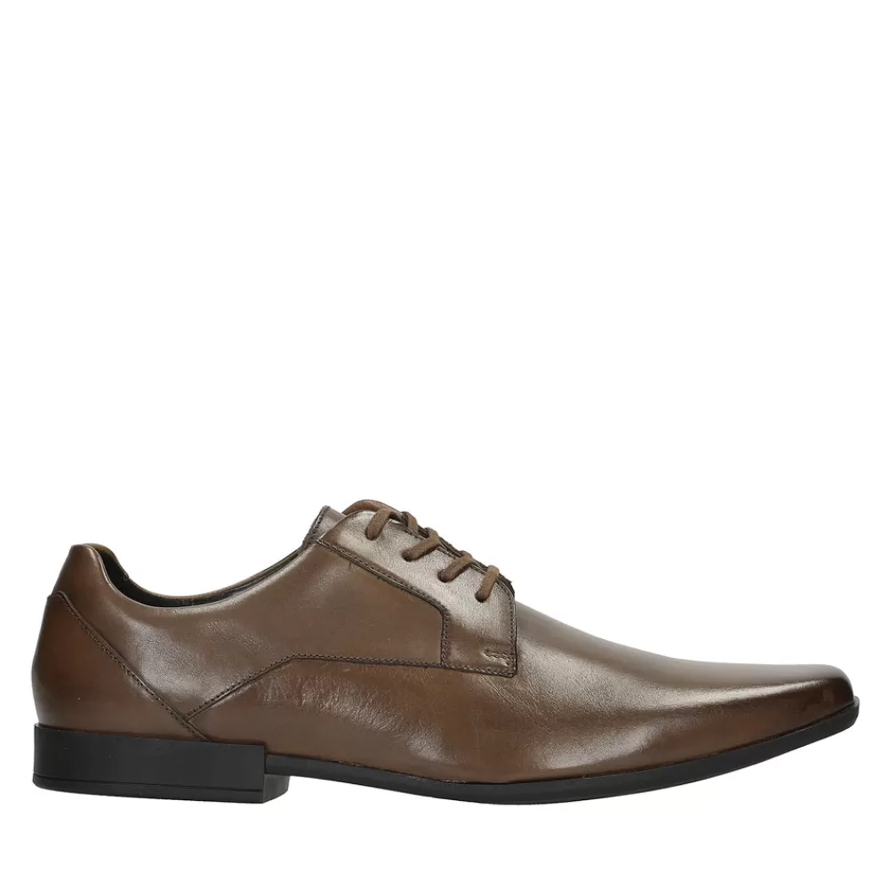 Mens CLARKS Glement Lace Tan Leather Shoe In Tan