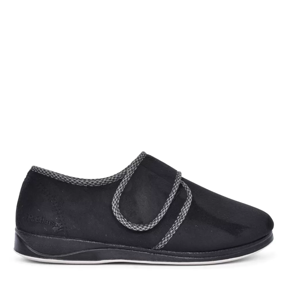 Mens PADDERS Harry Velcro Slipper For Men In Black