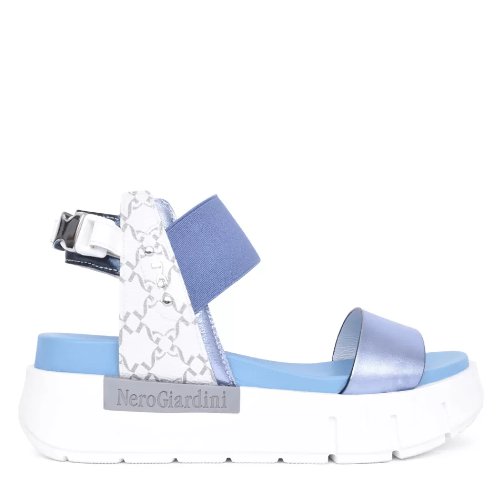 Ladies NEROGIARDINI Ladies 07840 Wedge Sandal In Blue