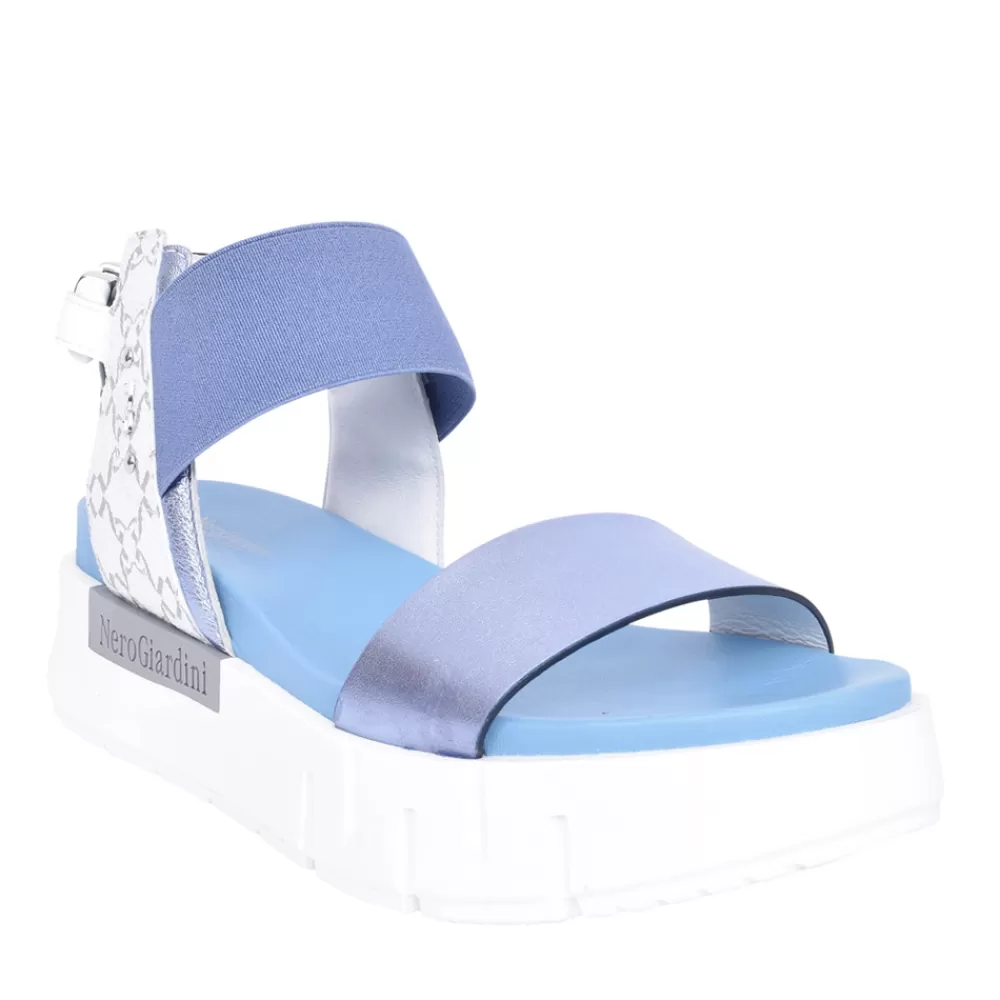 Ladies NEROGIARDINI Ladies 07840 Wedge Sandal In Blue