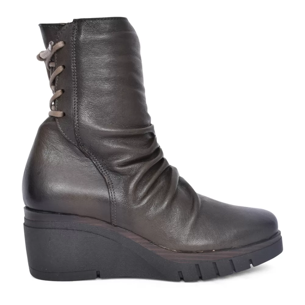 Ladies PAULA URBAN Ladies 10-1137 Wedge Heel Ankle Boot In Khaki