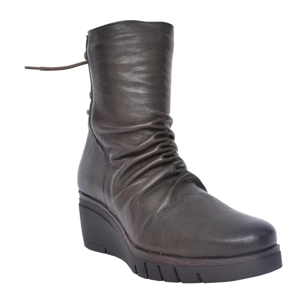 Ladies PAULA URBAN Ladies 10-1137 Wedge Heel Ankle Boot In Khaki