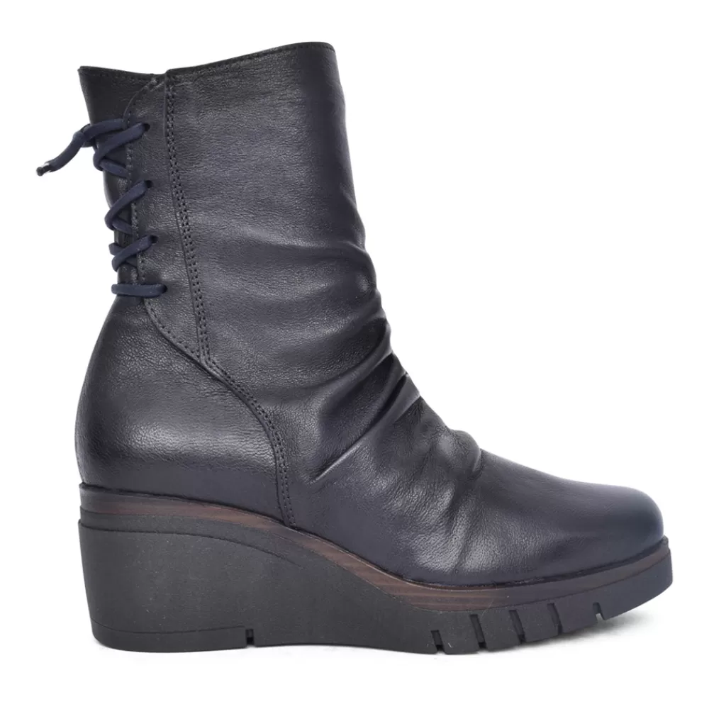 Ladies PAULA URBAN Ladies 10-1137 Wedge Heel Ankle Boot In Navy