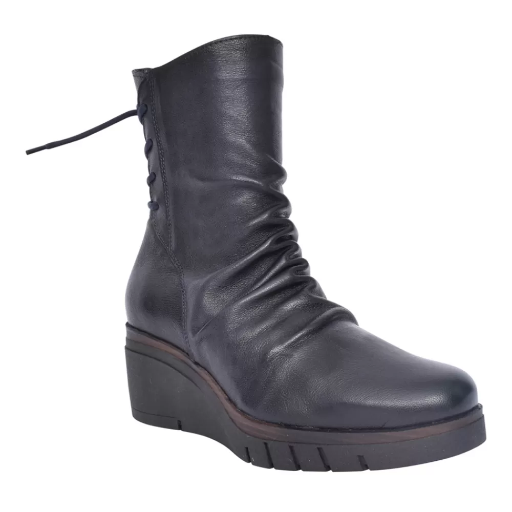 Ladies PAULA URBAN Ladies 10-1137 Wedge Heel Ankle Boot In Navy