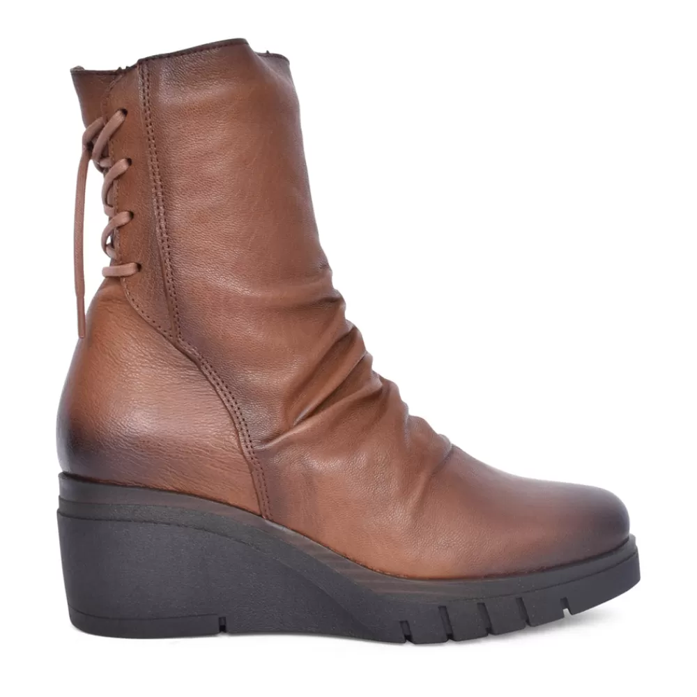 Ladies PAULA URBAN Ladies 10-1137 Wedge Heel Ankle Boot In Tan