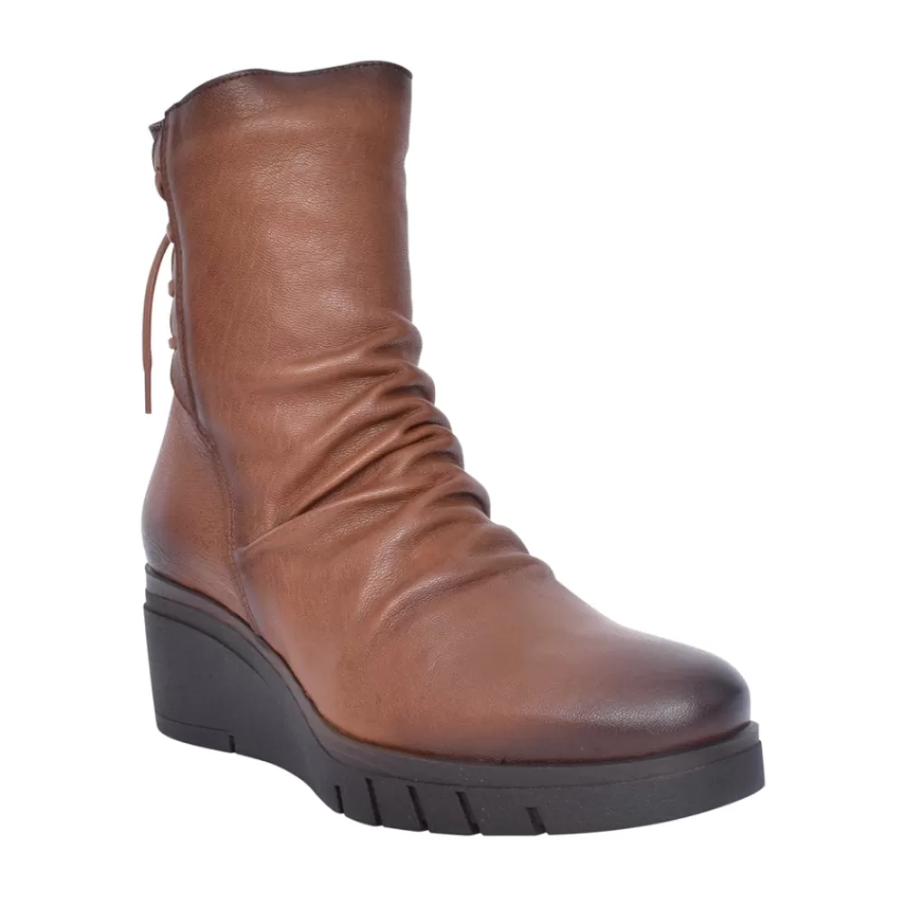 Ladies PAULA URBAN Ladies 10-1137 Wedge Heel Ankle Boot In Tan