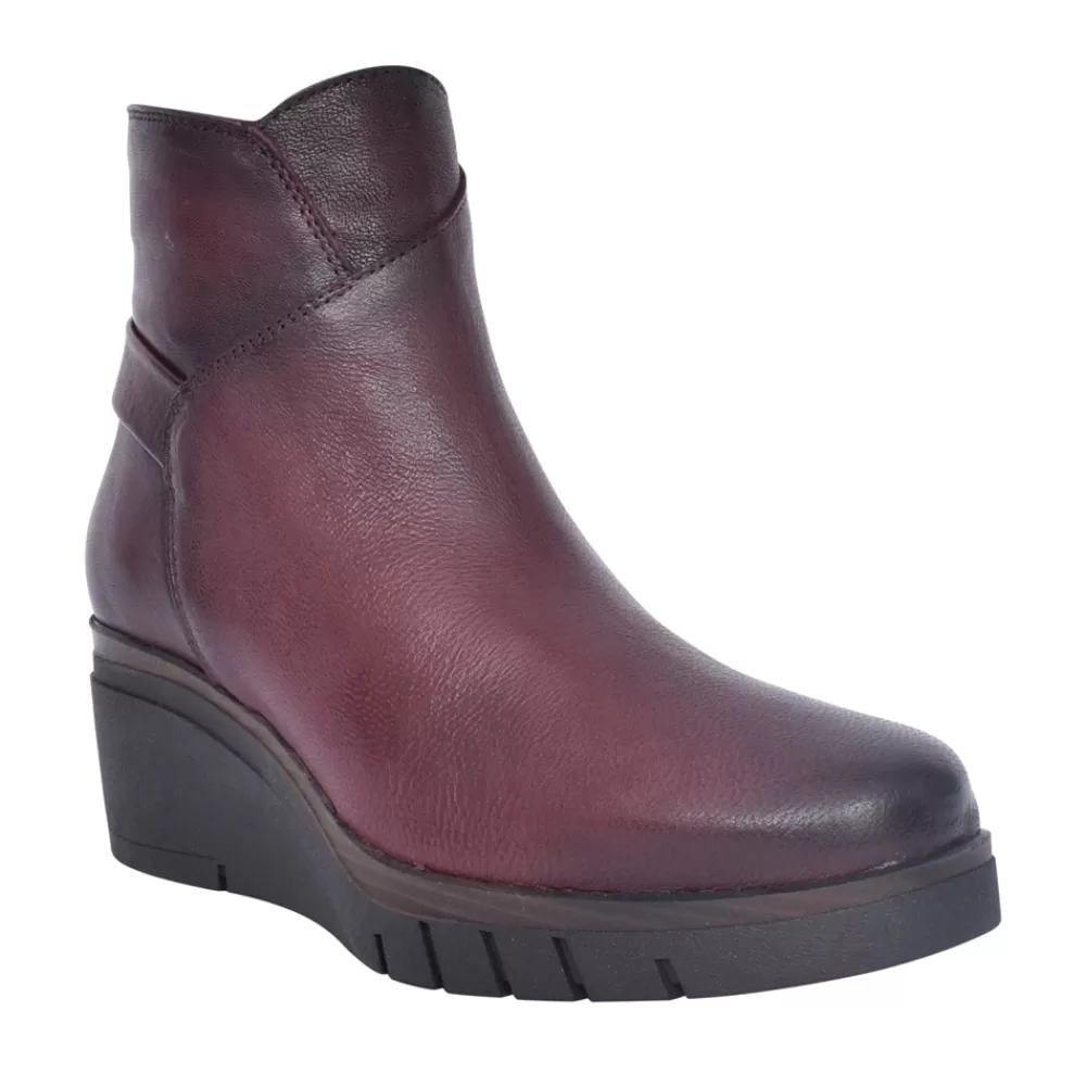 Ladies PAULA URBAN Ladies 10-1142 Wedge Heel Ankle Boot In Burgandy