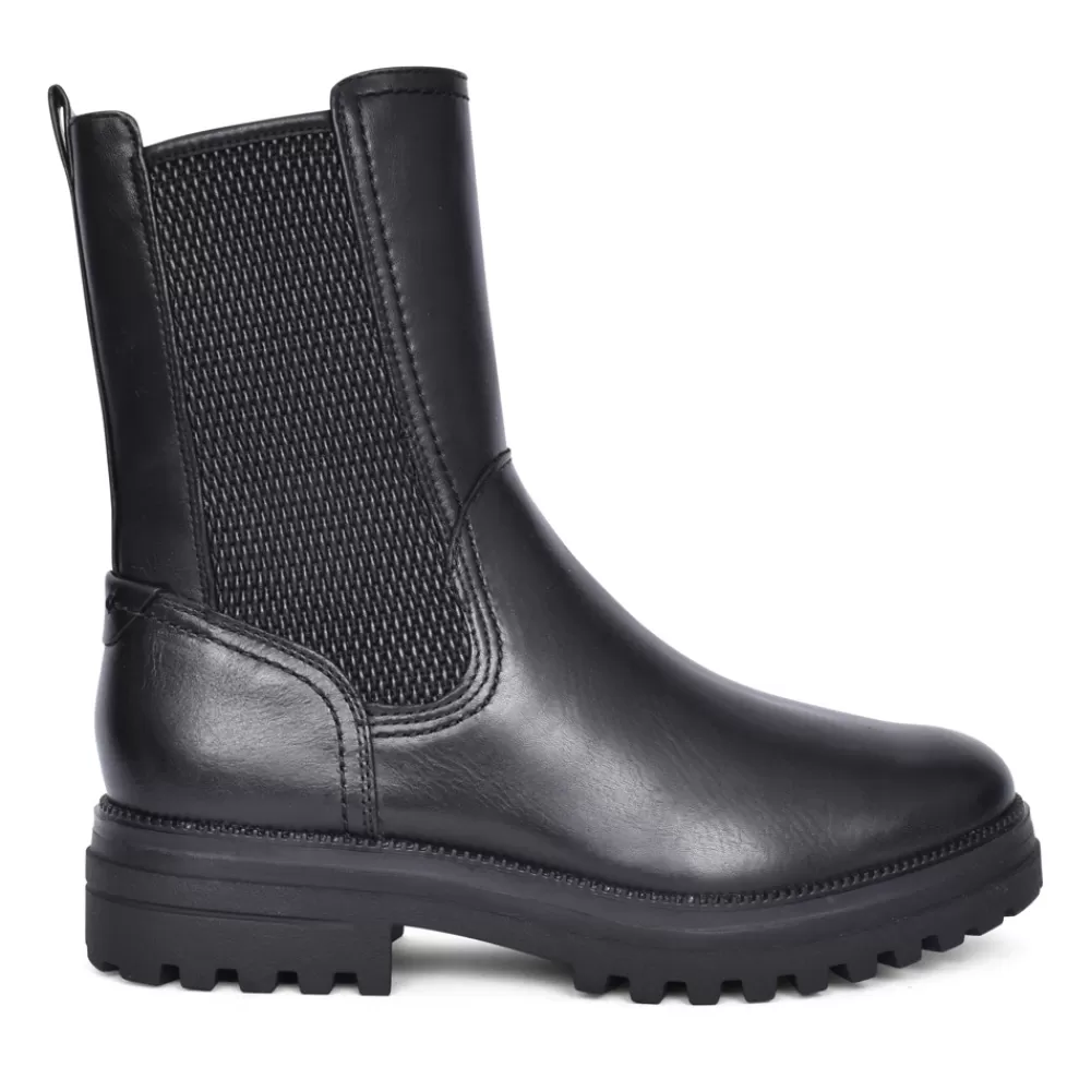 Ladies TAMARIS Ladies 1-25439 Slip-On Calf Boot In Black