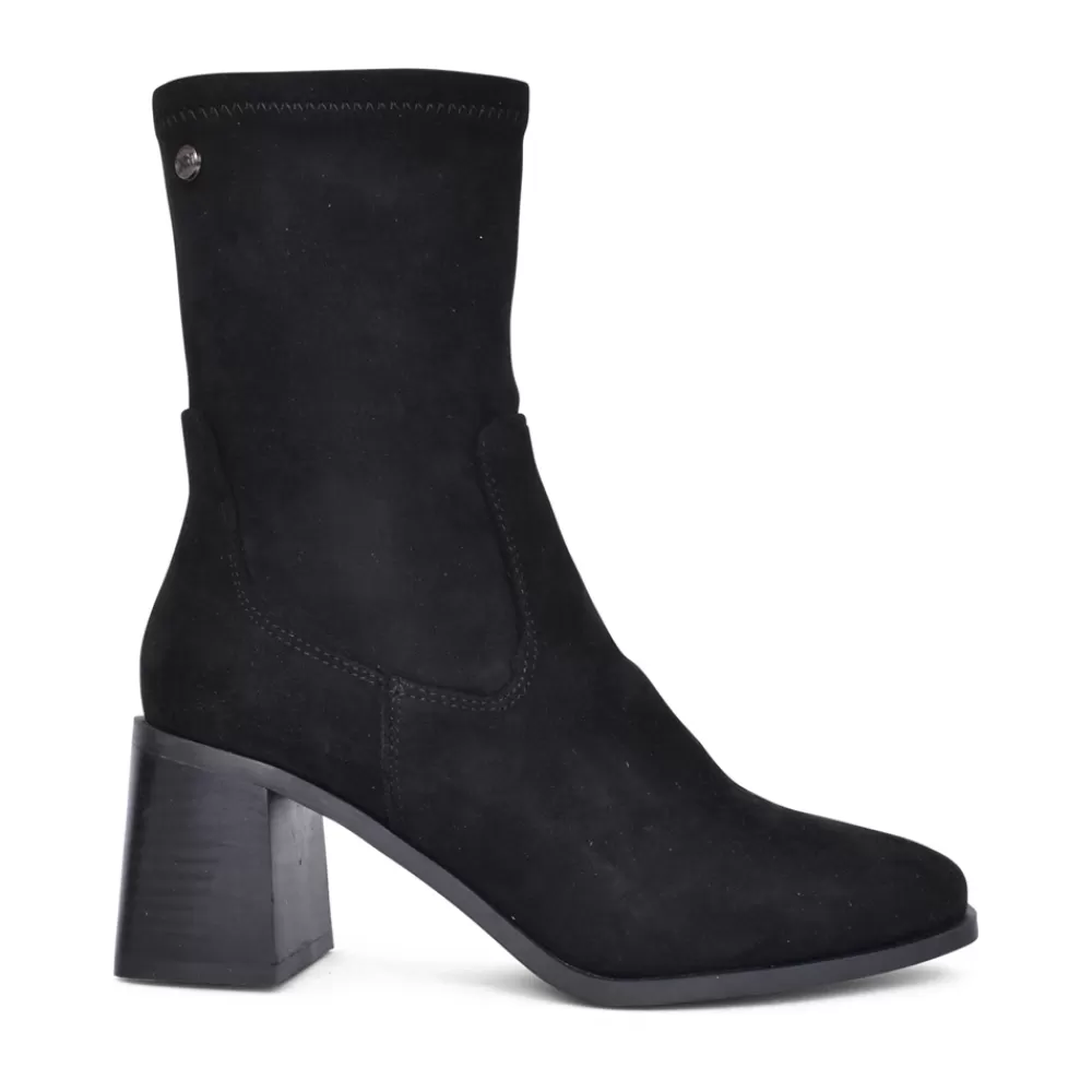 Ladies XTI Ladies 140485 Block Heel Calf Boot In Black