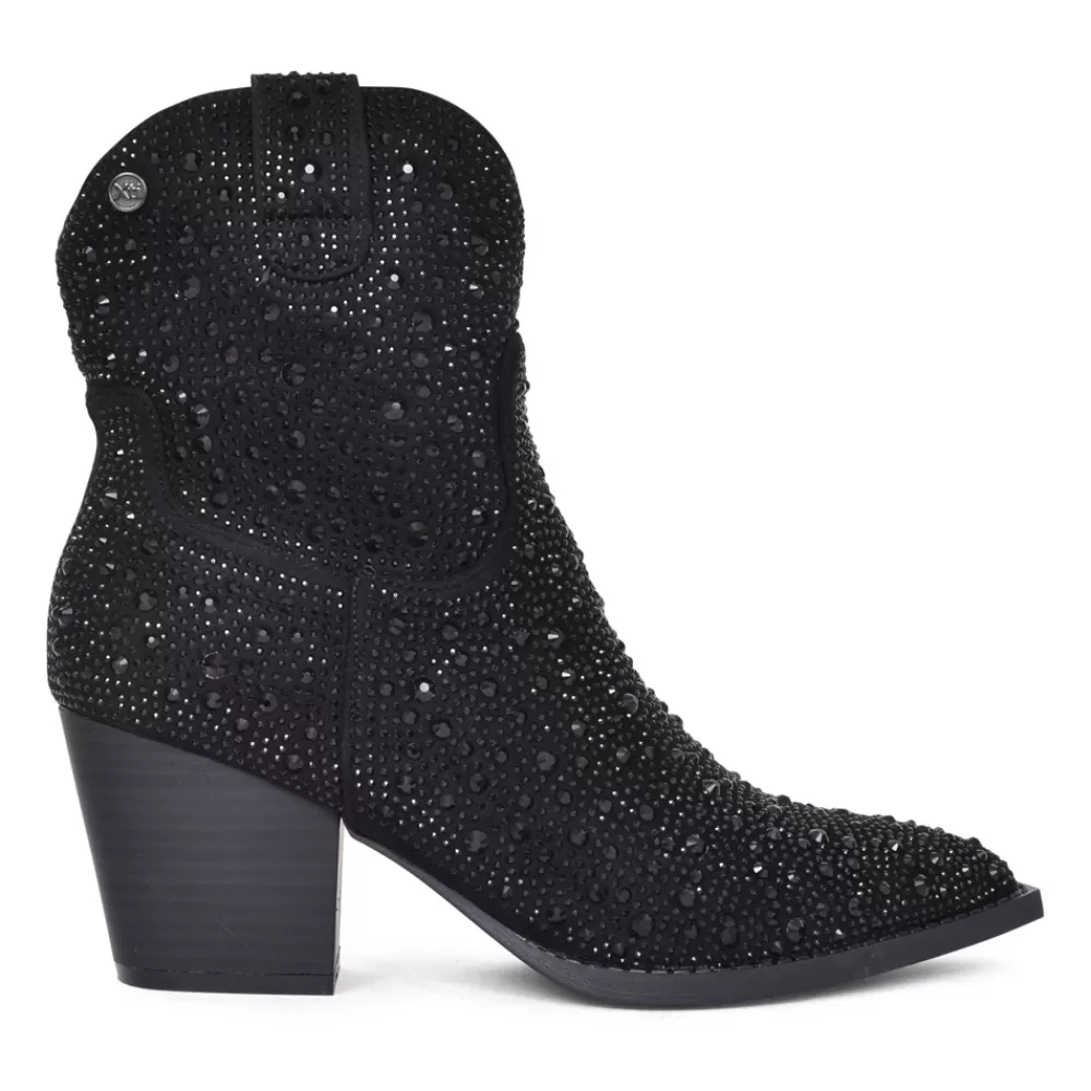 Ladies XTI Ladies 141723 Block Heel Ankle Boot In Black