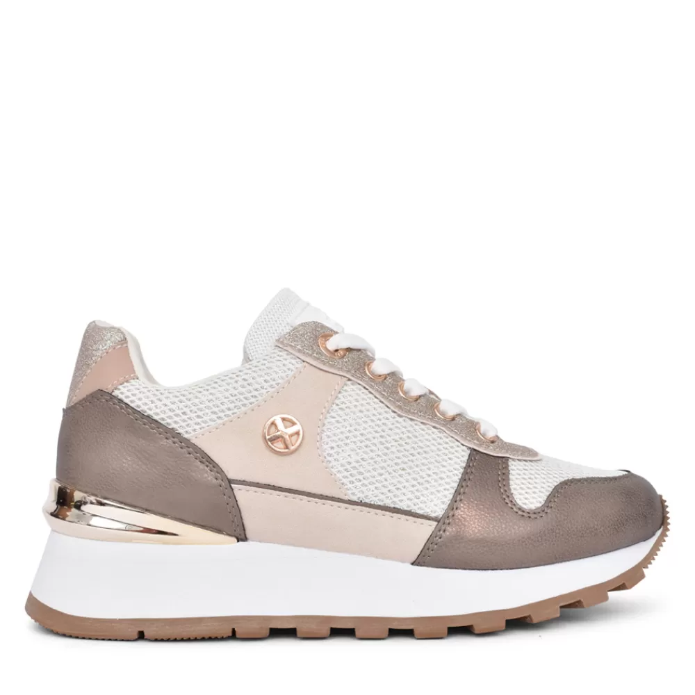 Ladies XTI Ladies 141778 Wedge Trainer In Beige