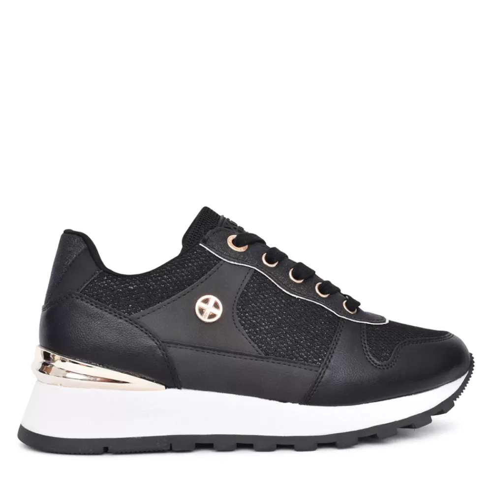 Ladies XTI Ladies 141778 Wedge Trainer In Black