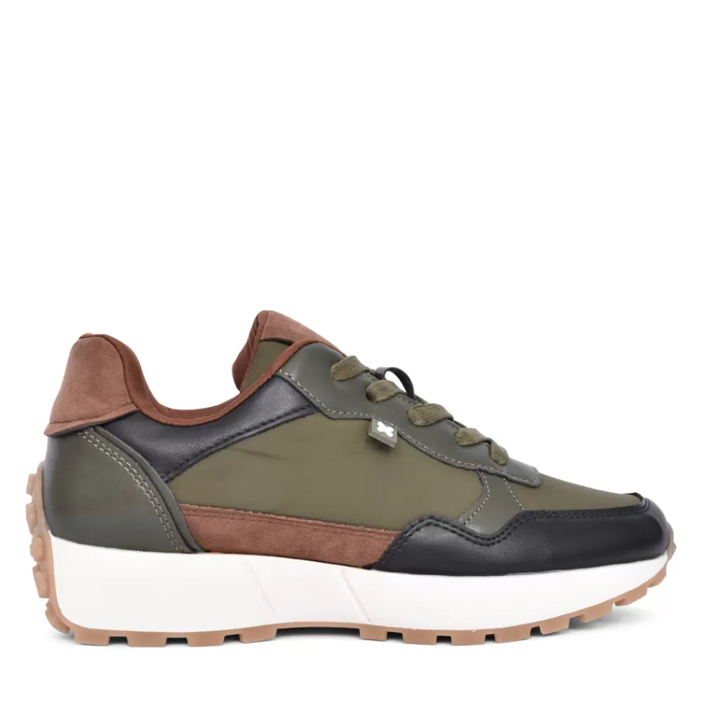 Ladies XTI Ladies 142134 Wedge Trainer In Khaki