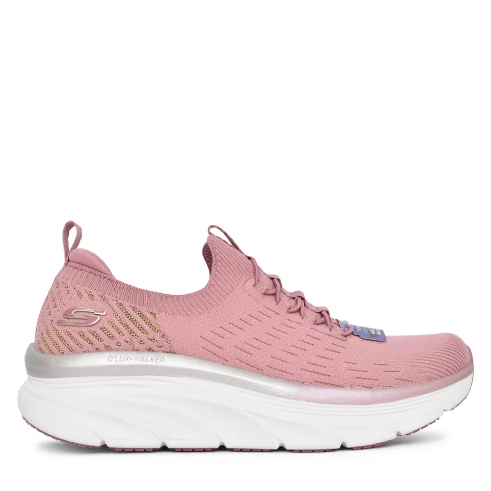 Ladies SKECHERS Ladies 149366 D'Lux Walker Laced Trainer In Rose