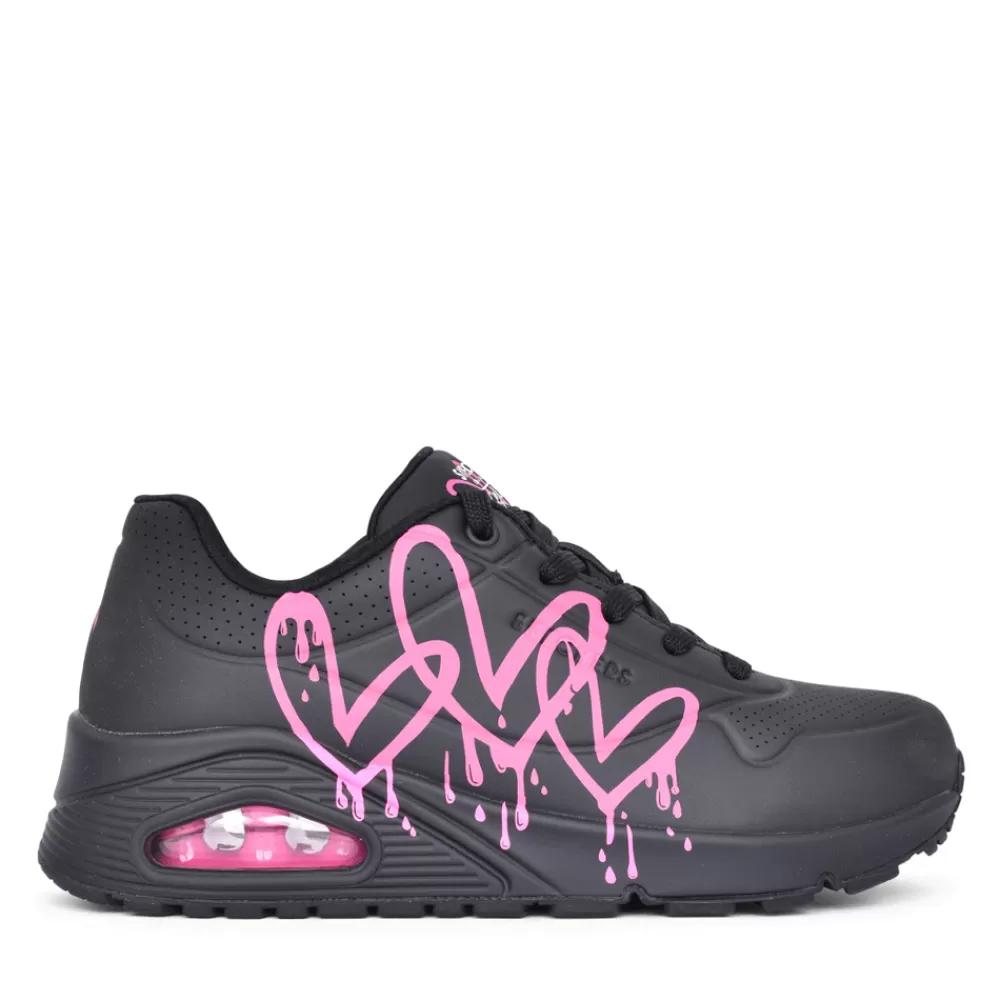 Ladies SKECHERS Ladies 177980 Uno Laced Trainer In Black