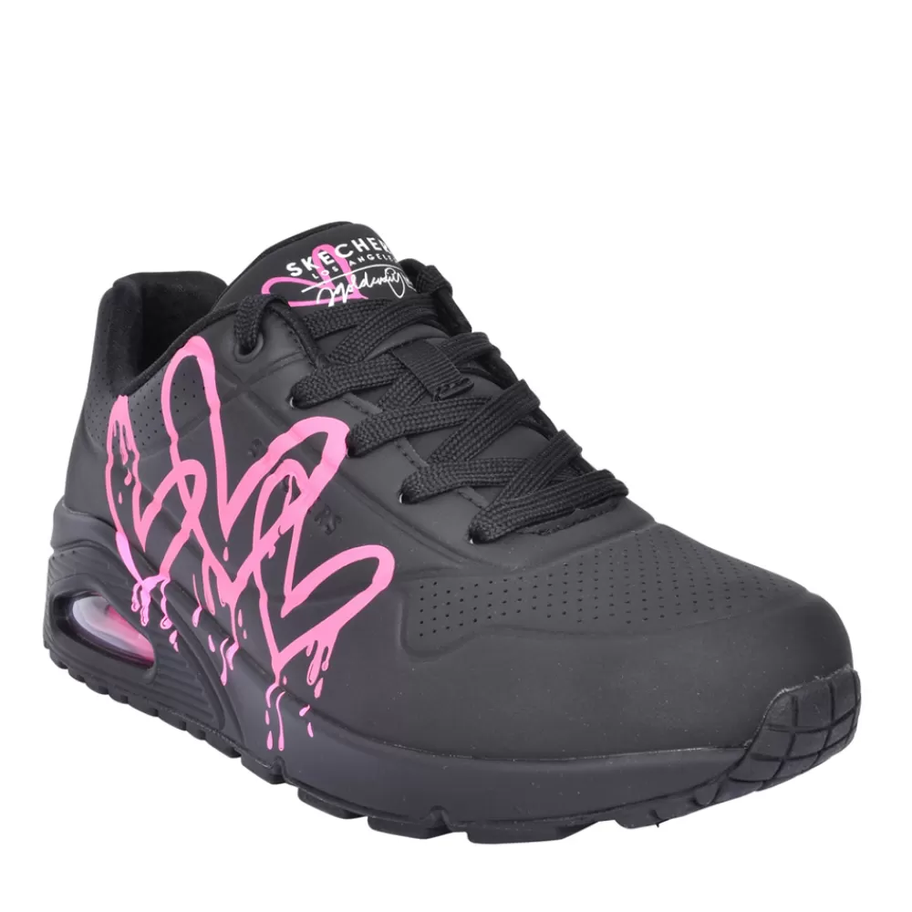 Ladies SKECHERS Ladies 177980 Uno Laced Trainer In Black