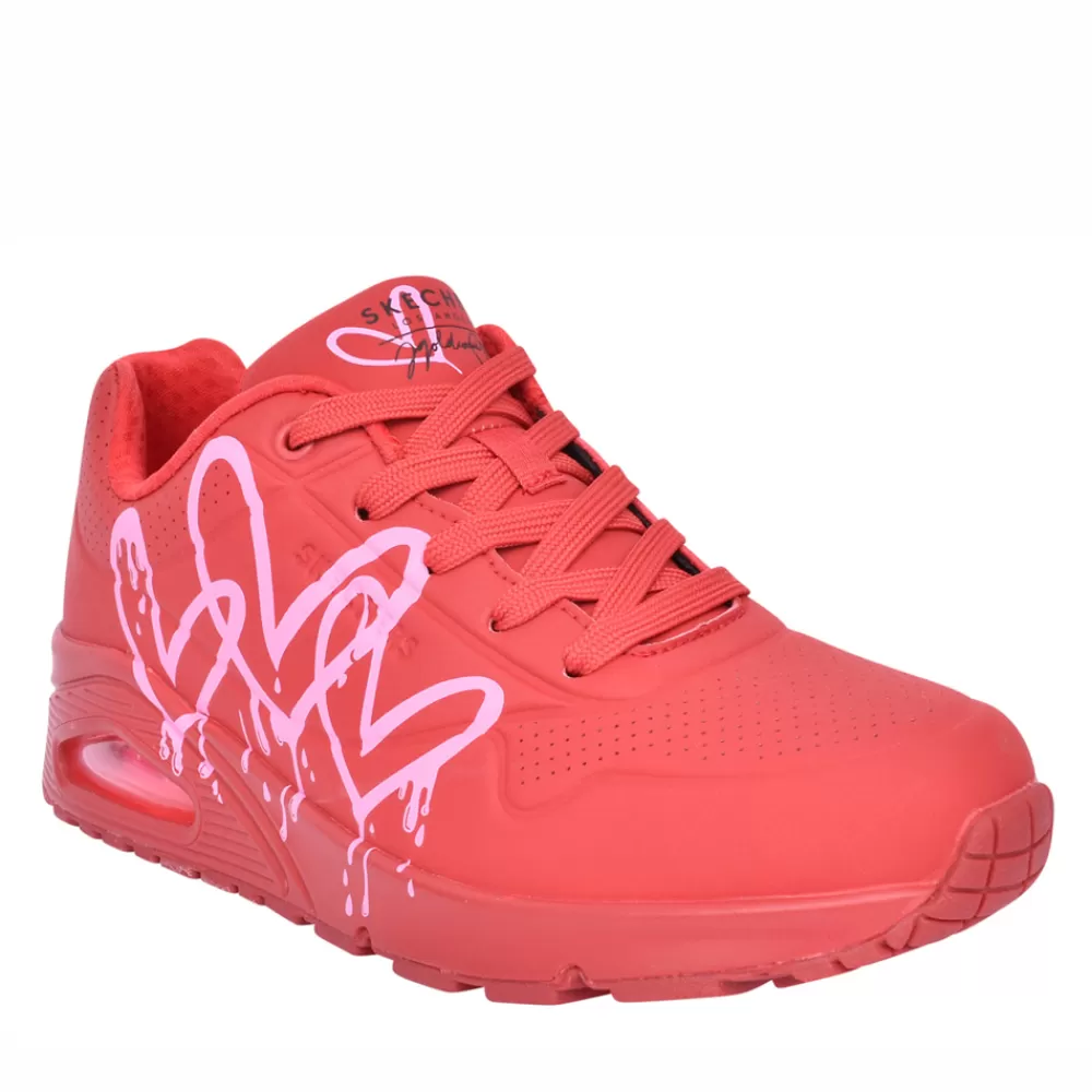 Ladies SKECHERS Ladies 177980 Uno Laced Trainer In Red