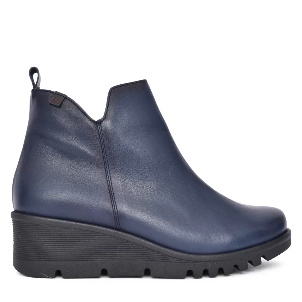 Ladies PEPE MENARGUES Ladies 20853 Wedge Ankle Boot In Navy