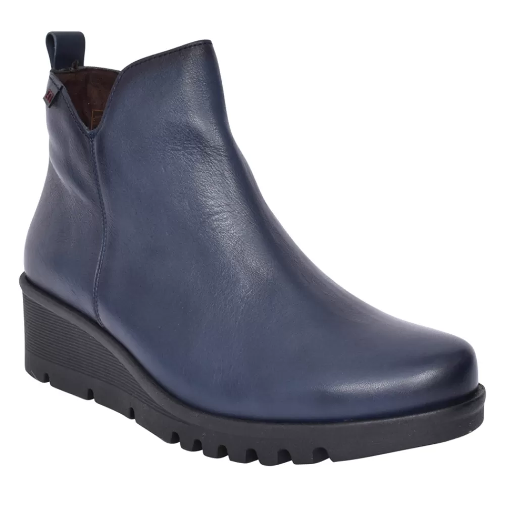 Ladies PEPE MENARGUES Ladies 20853 Wedge Ankle Boot In Navy