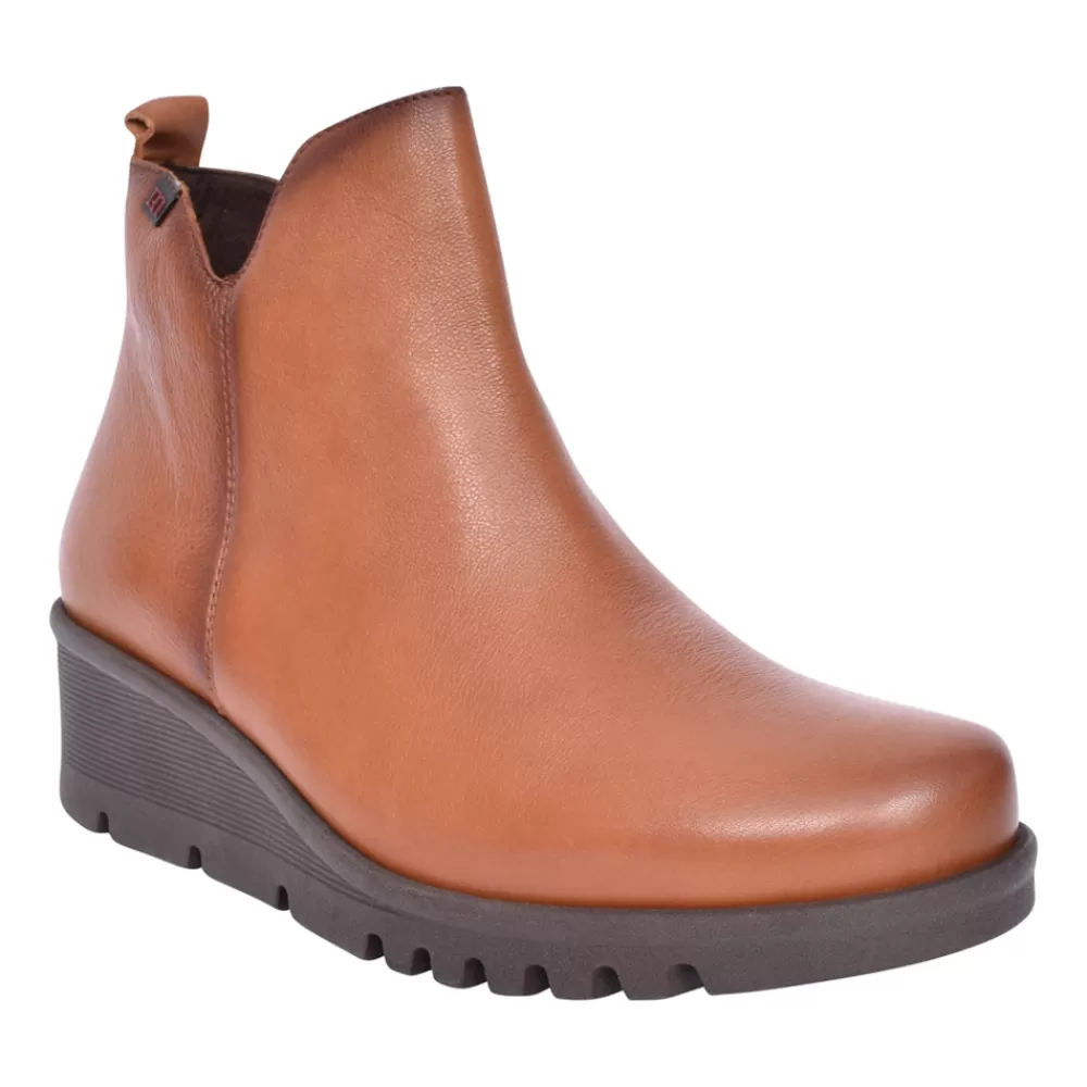 Ladies PEPE MENARGUES Ladies 20853 Wedge Ankle Boot In Tan