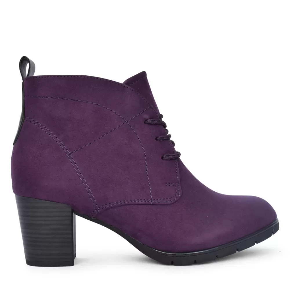 Ladies MARCO TOZZI Ladies 2-25107 Medium Heel Laced Ankle Boot In Plum