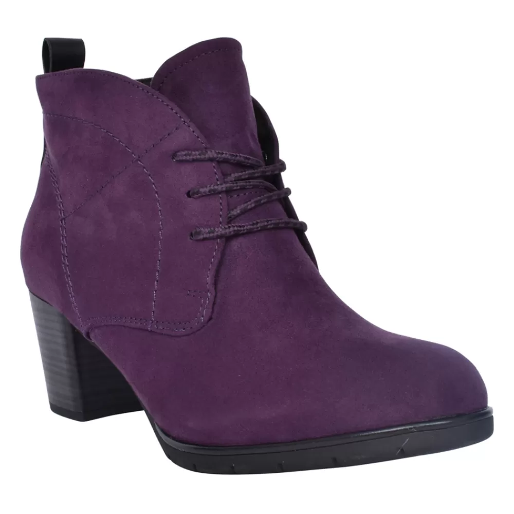 Ladies MARCO TOZZI Ladies 2-25107 Medium Heel Laced Ankle Boot In Plum
