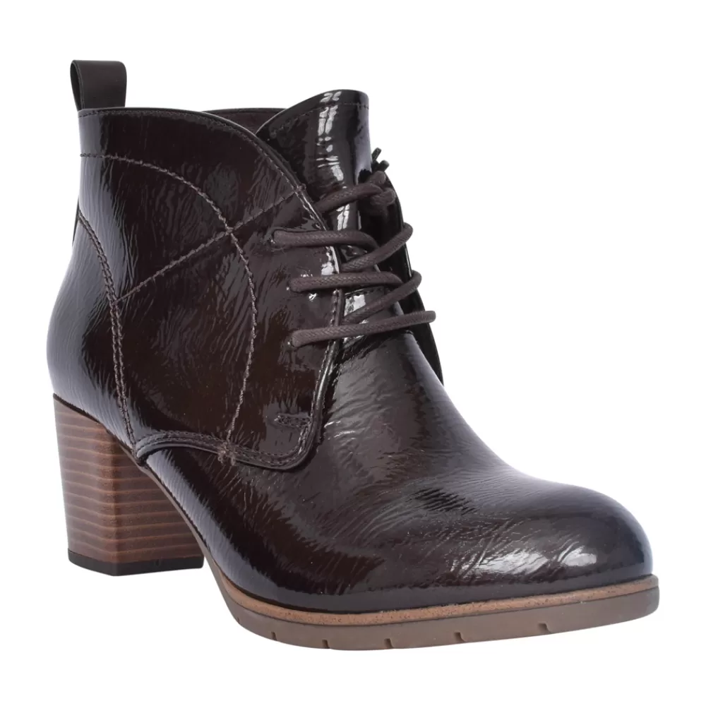 Ladies MARCO TOZZI Ladies 2-25109 Medium Laced Ankle Boot In Dark Brown