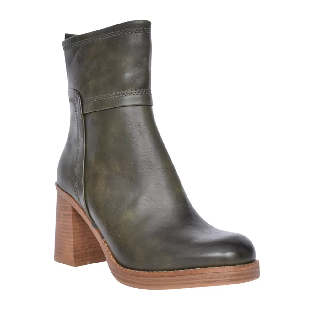 Ladies MARCO TOZZI Ladies 2-25339 Medium Heel Ankle Boot In Khaki
