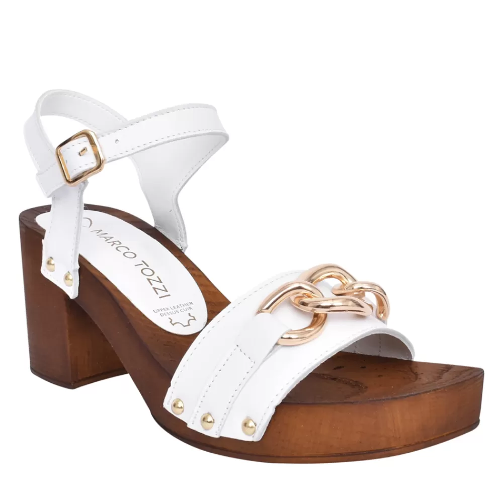 Ladies MARCO TOZZI Ladies 2-28362 Block Heel Sandal In White