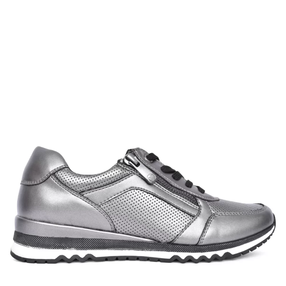 Ladies MARCO TOZZI Ladies 2-3782 Laced Trainer In Metallic