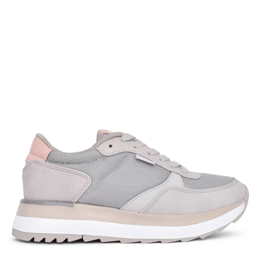 Ladies XTI Ladies 43436 Laced Trainer In Beige