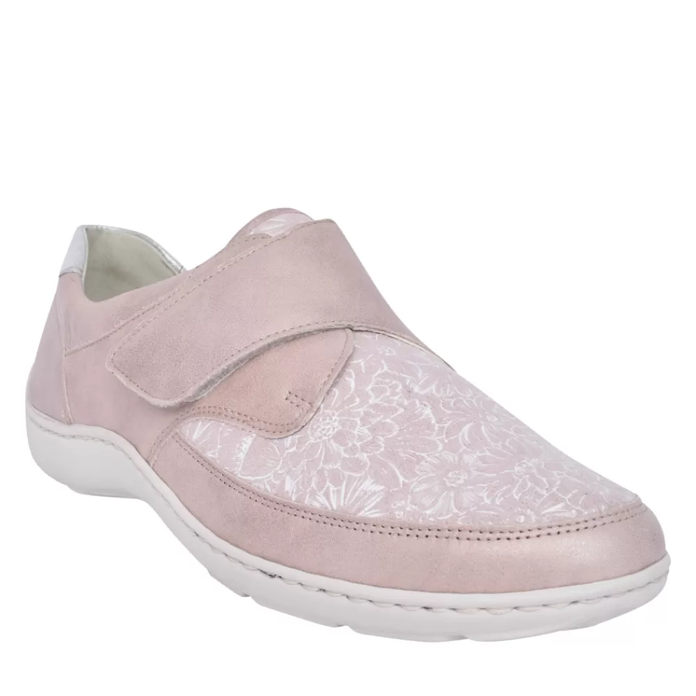 Ladies WALDLAUFER Ladies 496H31 Apricot Henni H-Fit Velcro Shoe In Apricot