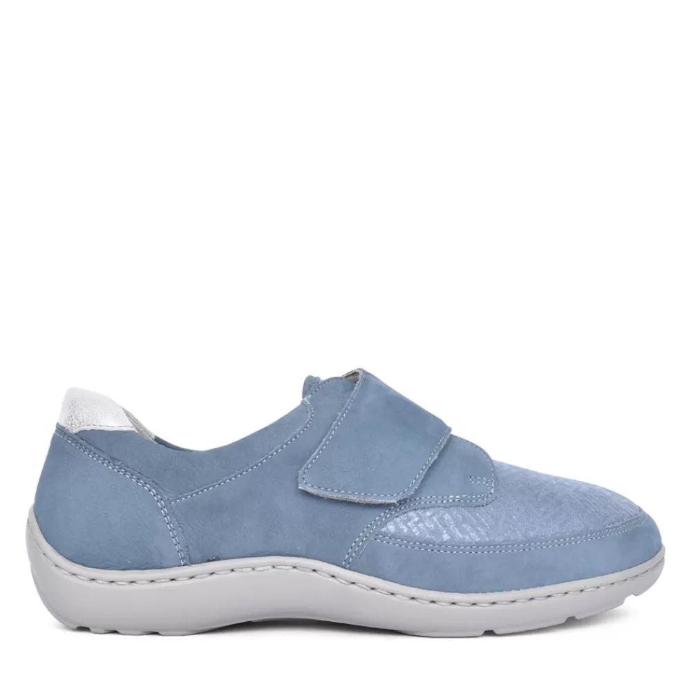 Ladies WALDLAUFER Ladies 496H31 Denim Henni H-Fit Velcro Shoe In Denim