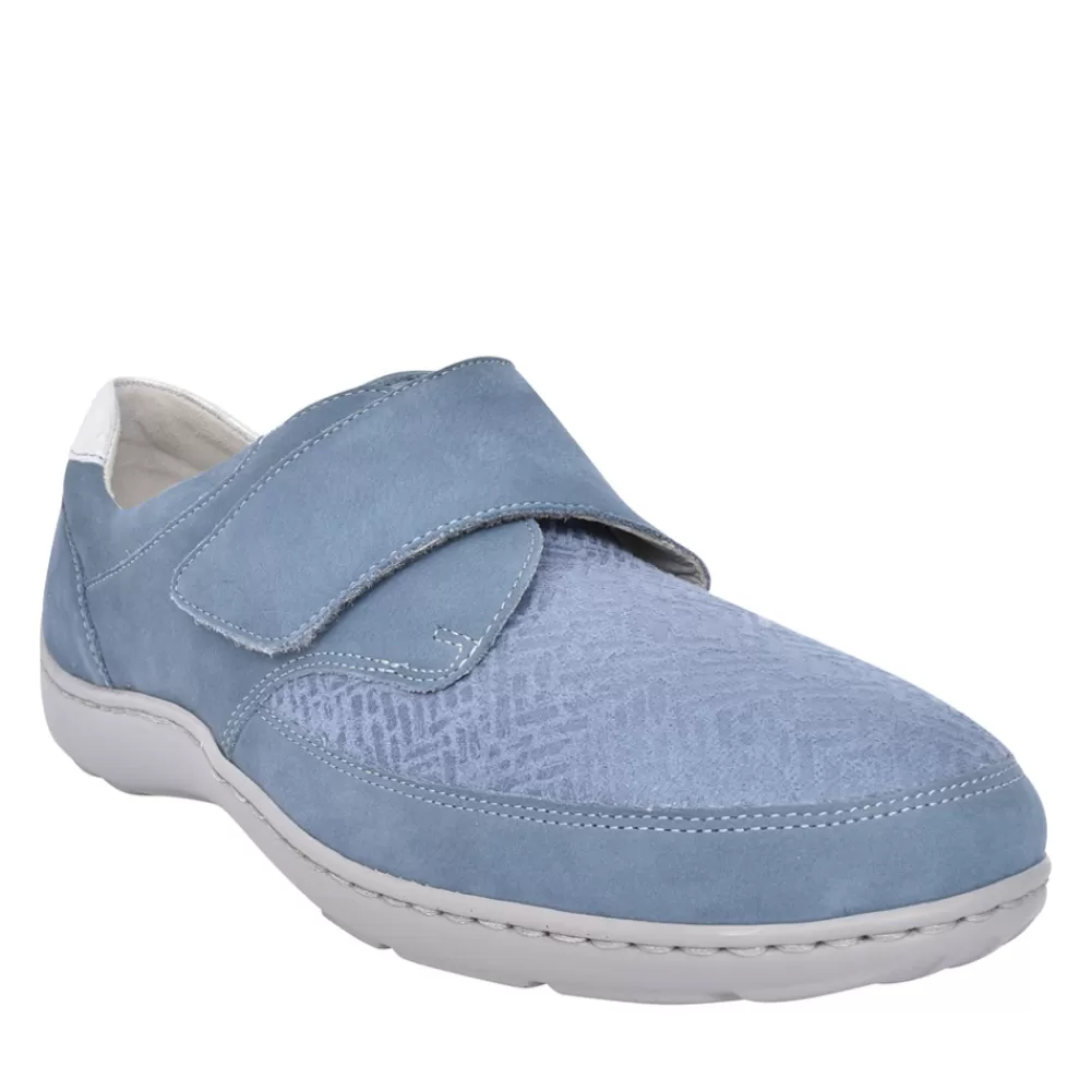 Ladies WALDLAUFER Ladies 496H31 Denim Henni H-Fit Velcro Shoe In Denim
