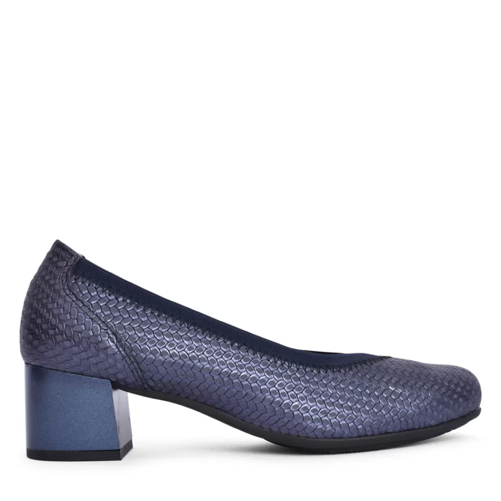Ladies PITILLOS Ladies 5090 Low Heel Court Shoe In Navy