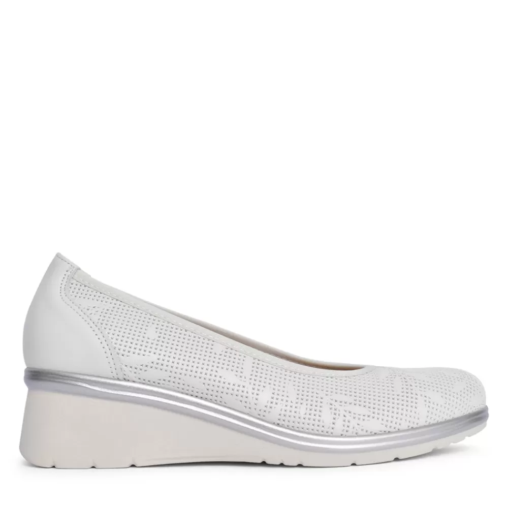 Ladies PITILLOS Ladies 5154 Slip-On Wedge Shoe In Off White