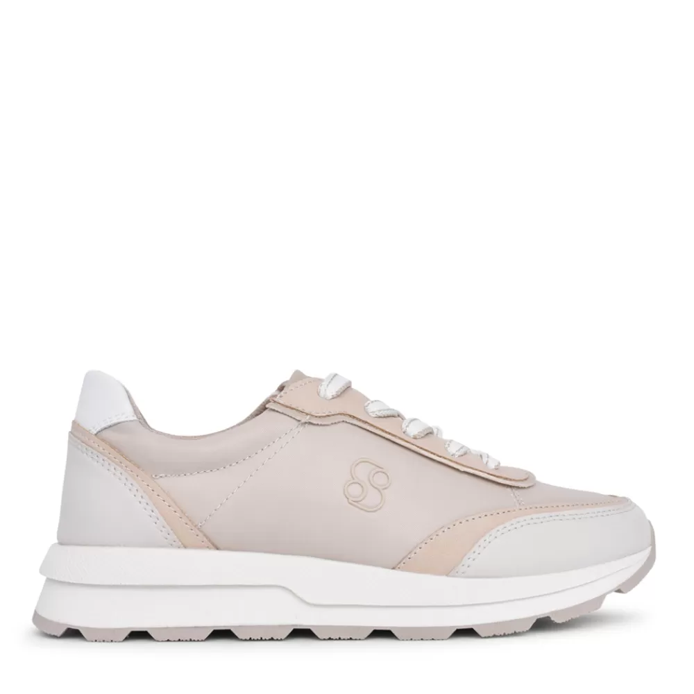 Ladies S.OLIVER Ladies 5-23616 Laced Trainer In Beige