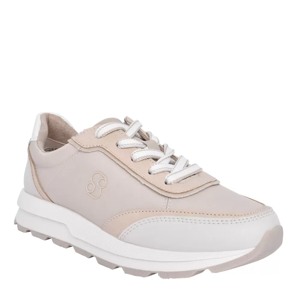 Ladies S.OLIVER Ladies 5-23616 Laced Trainer In Beige