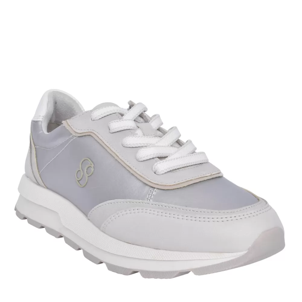 Ladies S.OLIVER Ladies 5-23616 Laced Trainer In Silver