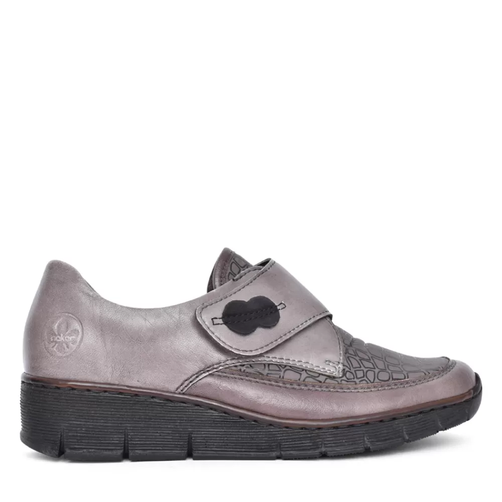 Ladies RIEKER Ladies 537C0 Wedge Shoe In Grey
