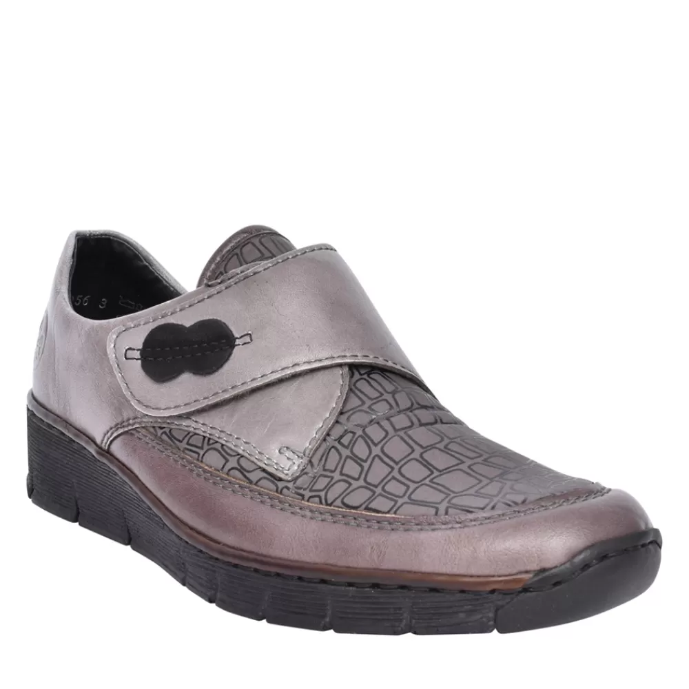Ladies RIEKER Ladies 537C0 Wedge Shoe In Grey