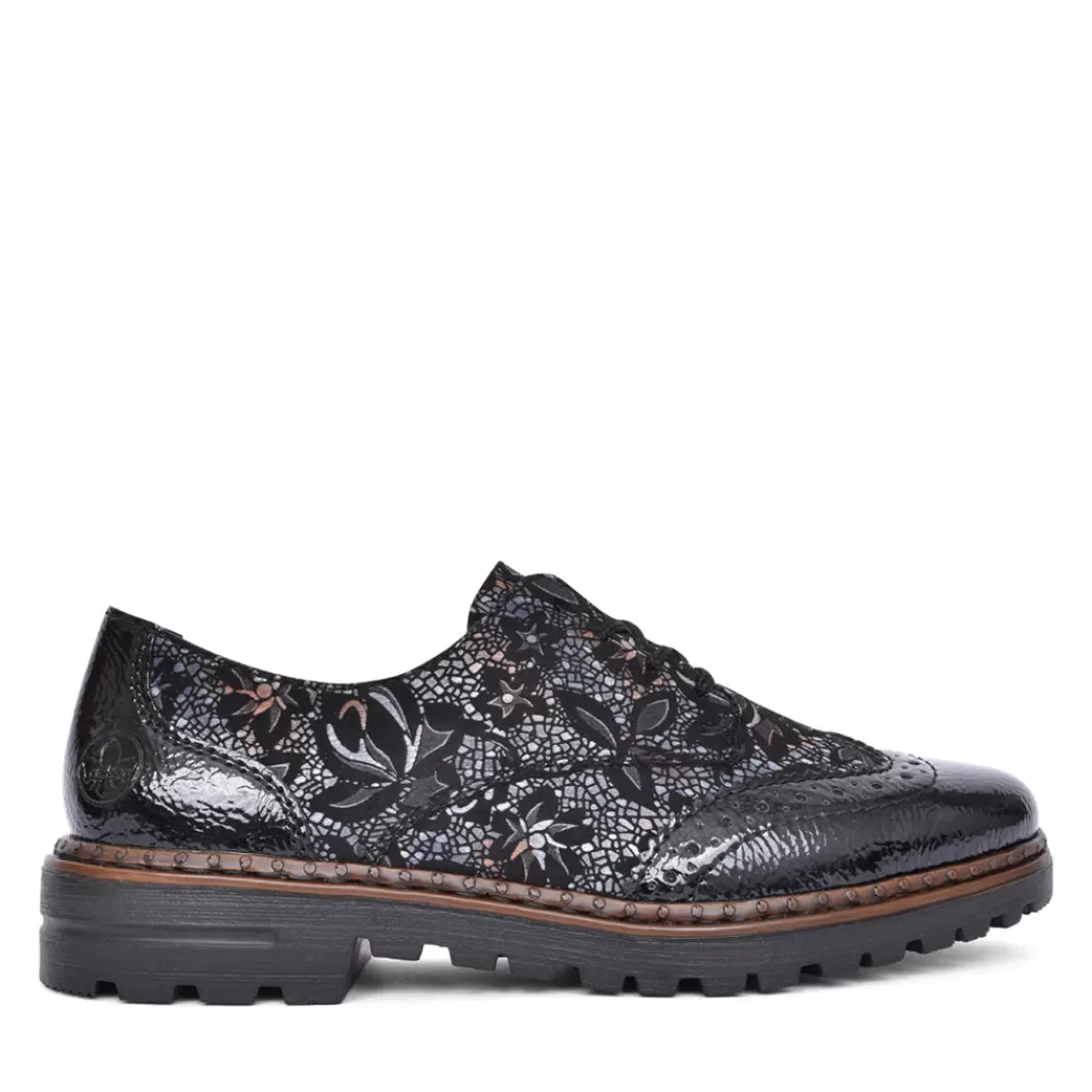 Ladies RIEKER Ladies 54801 Laced Shoe In Black Interest
