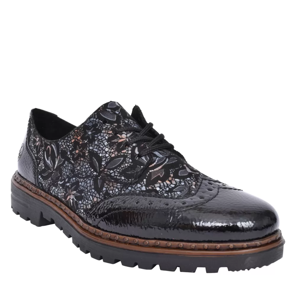 Ladies RIEKER Ladies 54801 Laced Shoe In Black Interest
