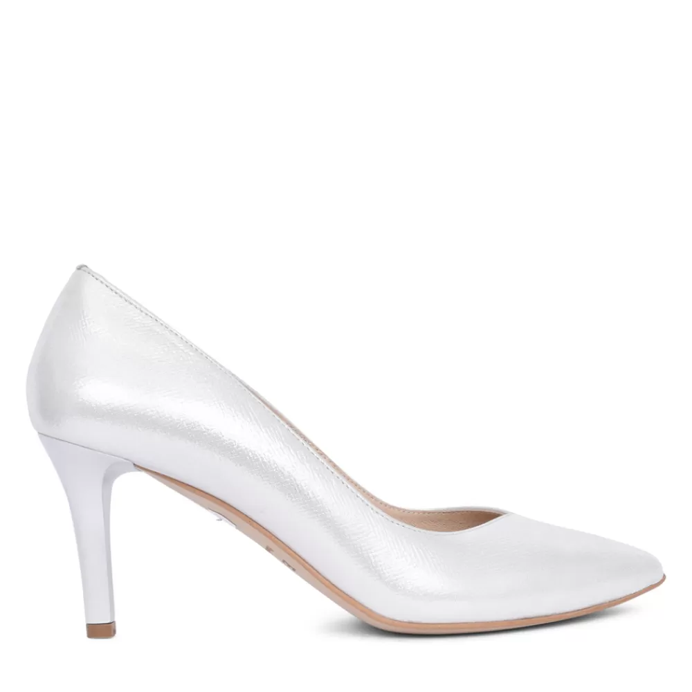 Ladies EMIS Ladies 6047 Medium Heel Court Shoe In Silver