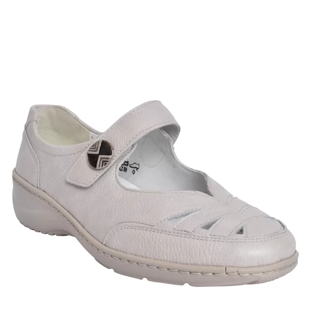 Ladies WALDLAUFER Ladies 607309 Kya Velcro Shoe In Light Grey