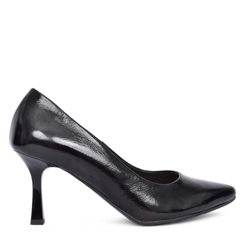 Ladies BIOECO Ladies 6178 Medium Heel Court Shoe In Black Patent