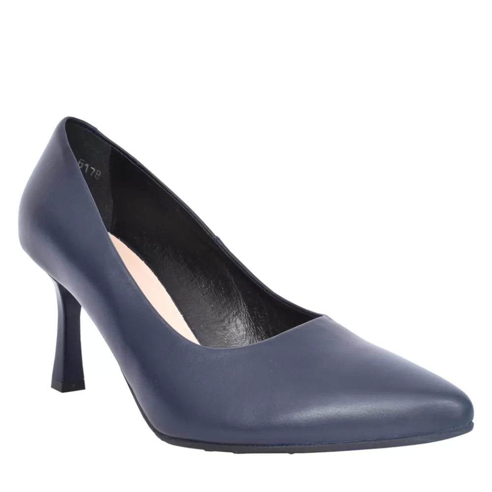 Ladies BIOECO Ladies 6178 Medium Heel Court Shoe In Navy